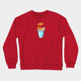 Milk And Cookies Cartoon Ilustration Crewneck Sweatshirt